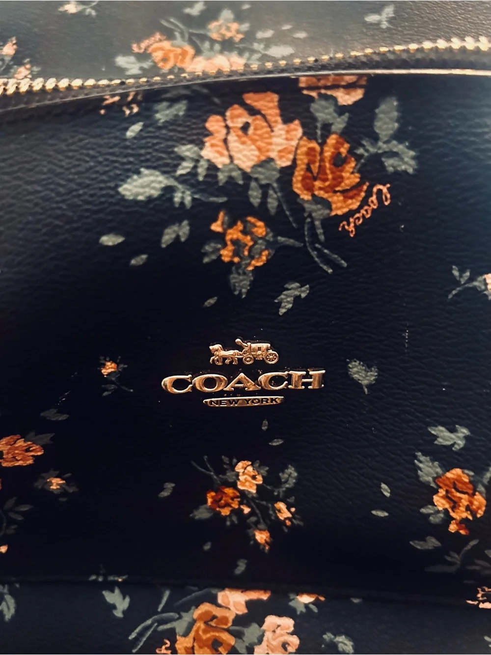 Authentic Coach Floral Print Black Backpack-Used Condition